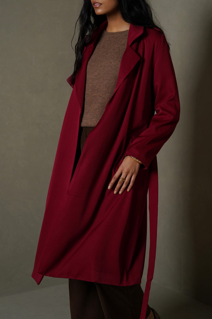 RED-CLASSIC TRENCH COAT