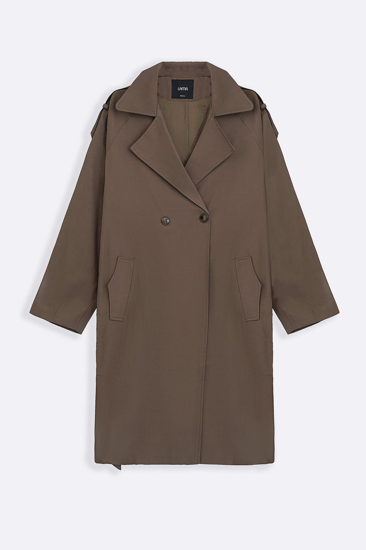 BROWN ESSENTIAL TRENCH COAT