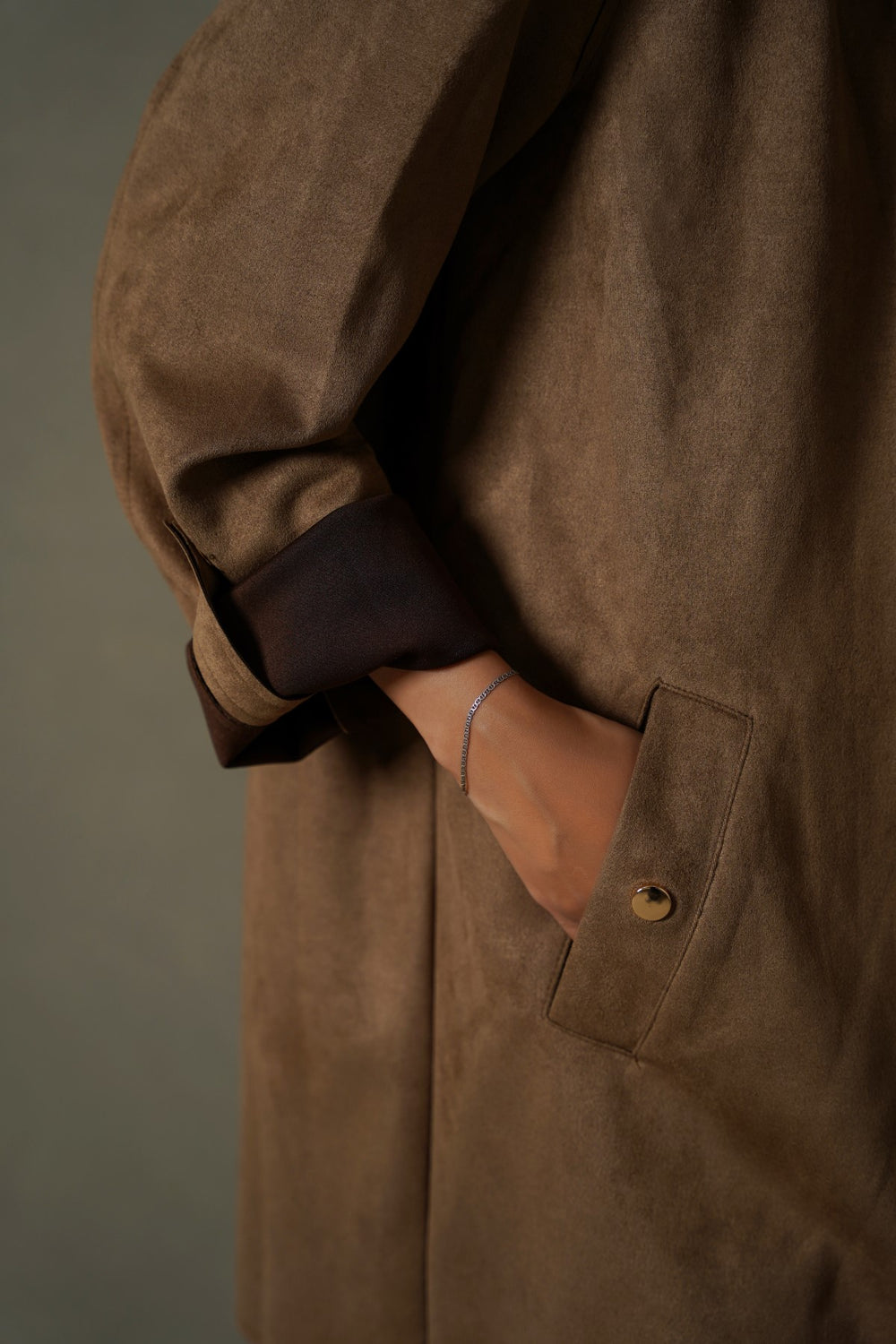 COFFEE SUEDE MID COAT