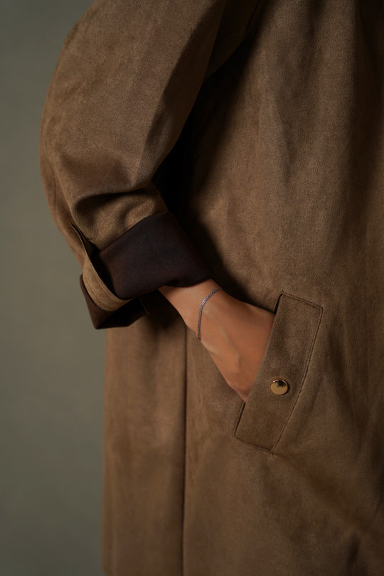 COFFEE SUEDE MID COAT