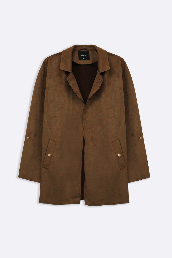 COFFEE SUEDE MID COAT