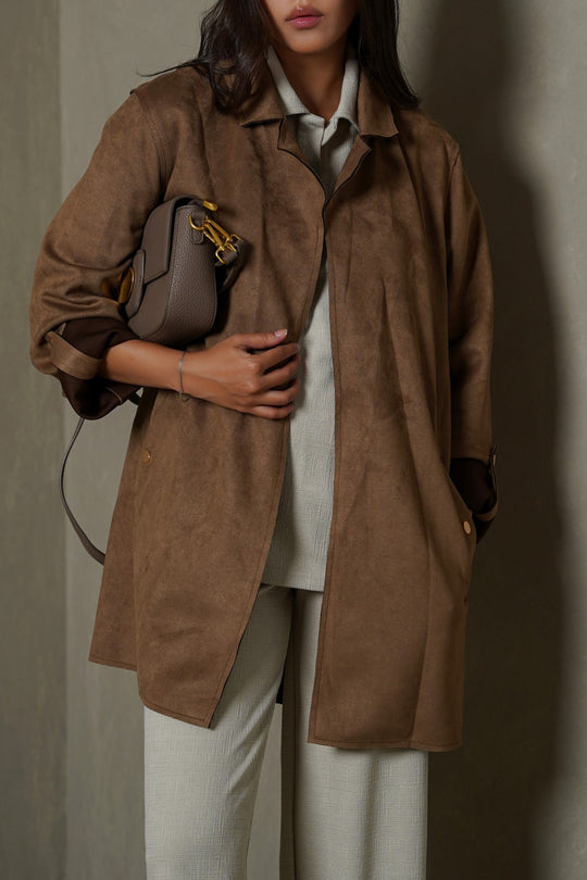 SUEDE MID COAT