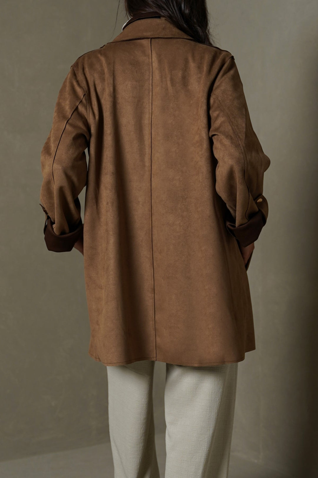 COFFEE SUEDE MID COAT