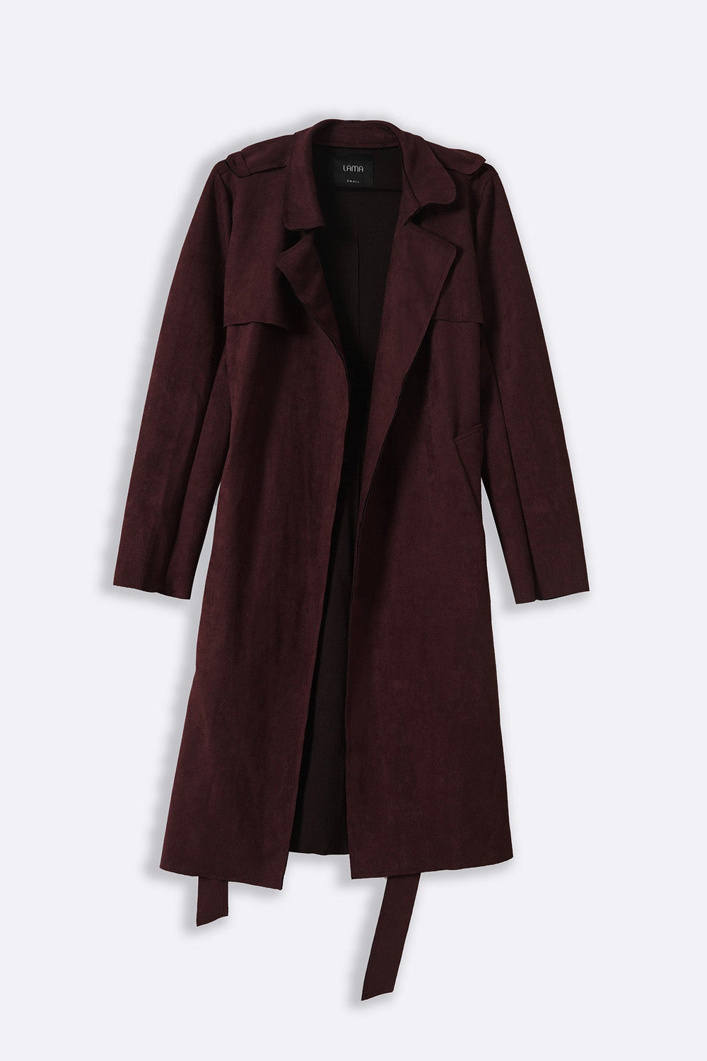 BURGUNDY SUEDE TRENCH COAT
