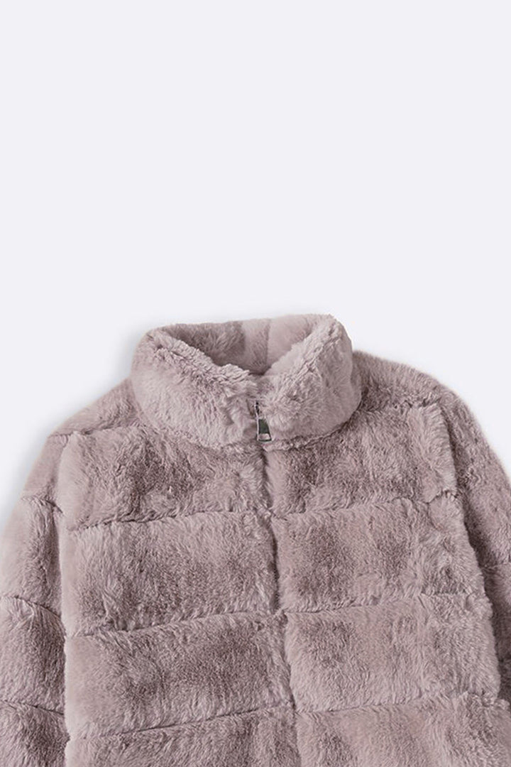 BEIGE PLUSH FUR JACKET