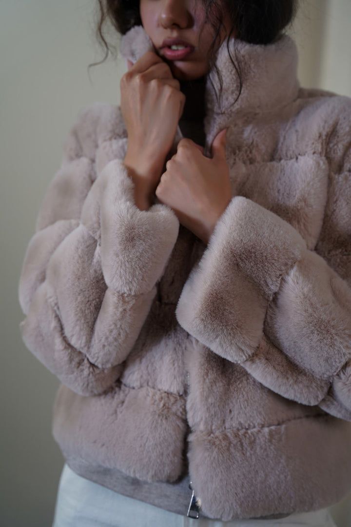 BEIGE PLUSH FUR JACKET