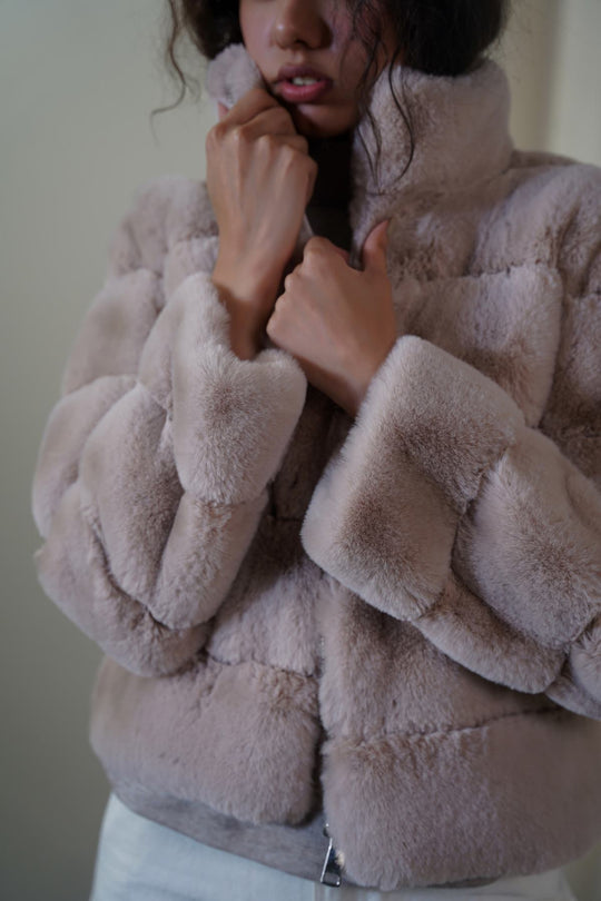 BEIGE PLUSH FUR JACKET