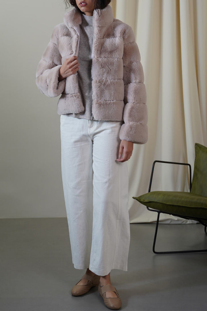 BEIGE PLUSH FUR JACKET