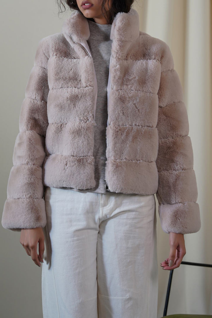 BEIGE PLUSH FUR JACKET