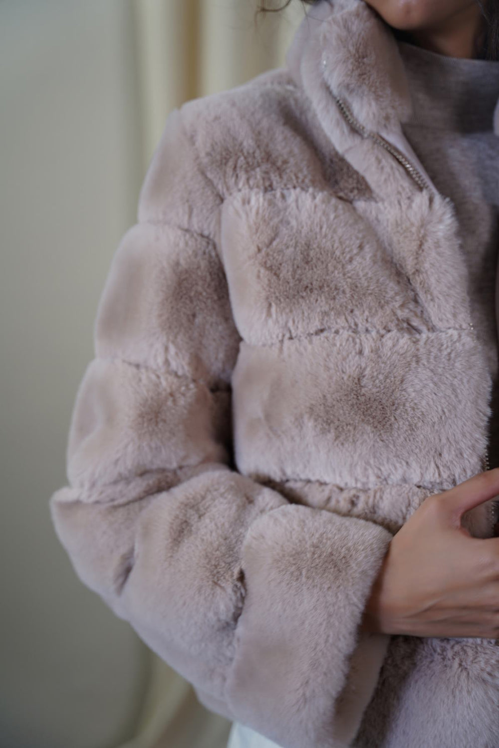 BEIGE PLUSH FUR JACKET