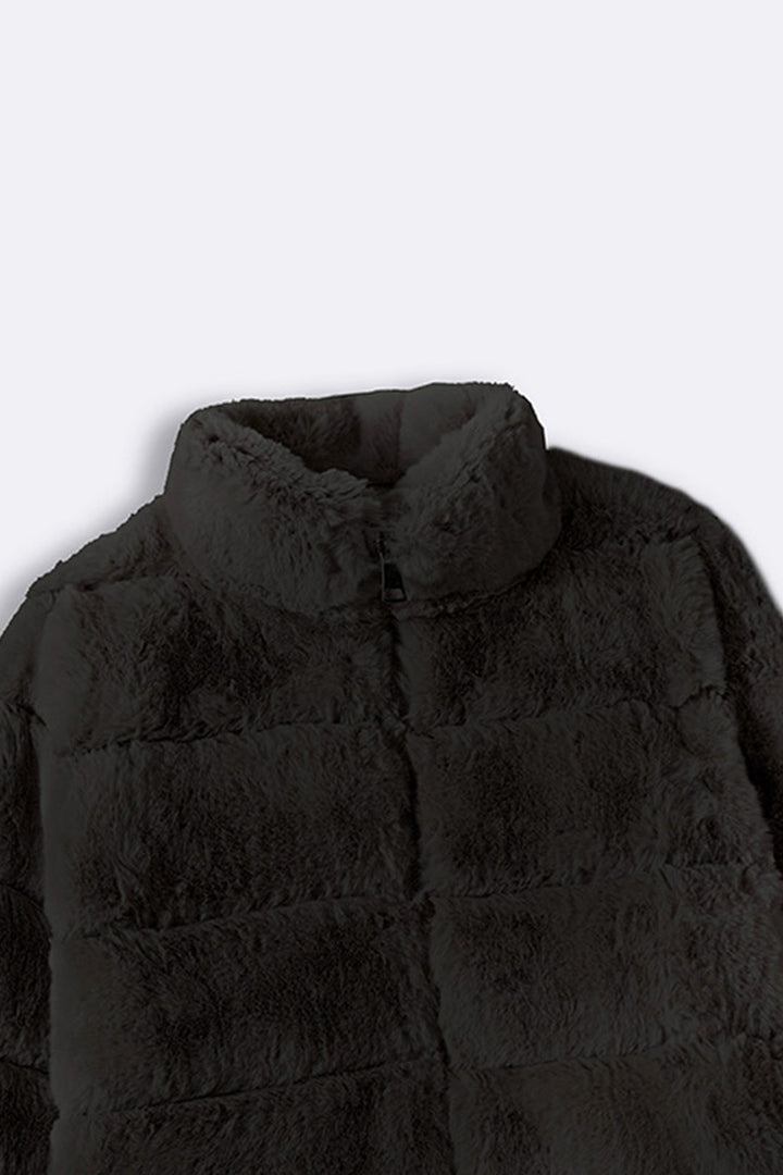BLACK PLUSH FUR JACKET