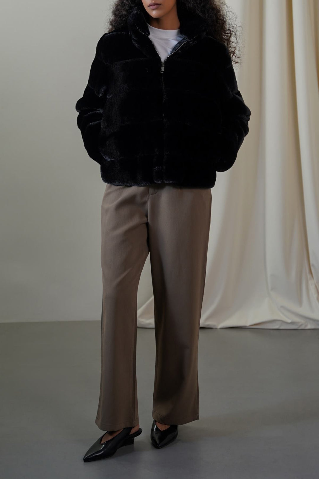 BLACK PLUSH FUR JACKET