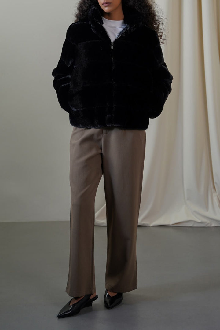 BLACK PLUSH FUR JACKET