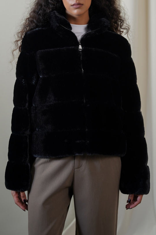 BLACK PLUSH FUR JACKET