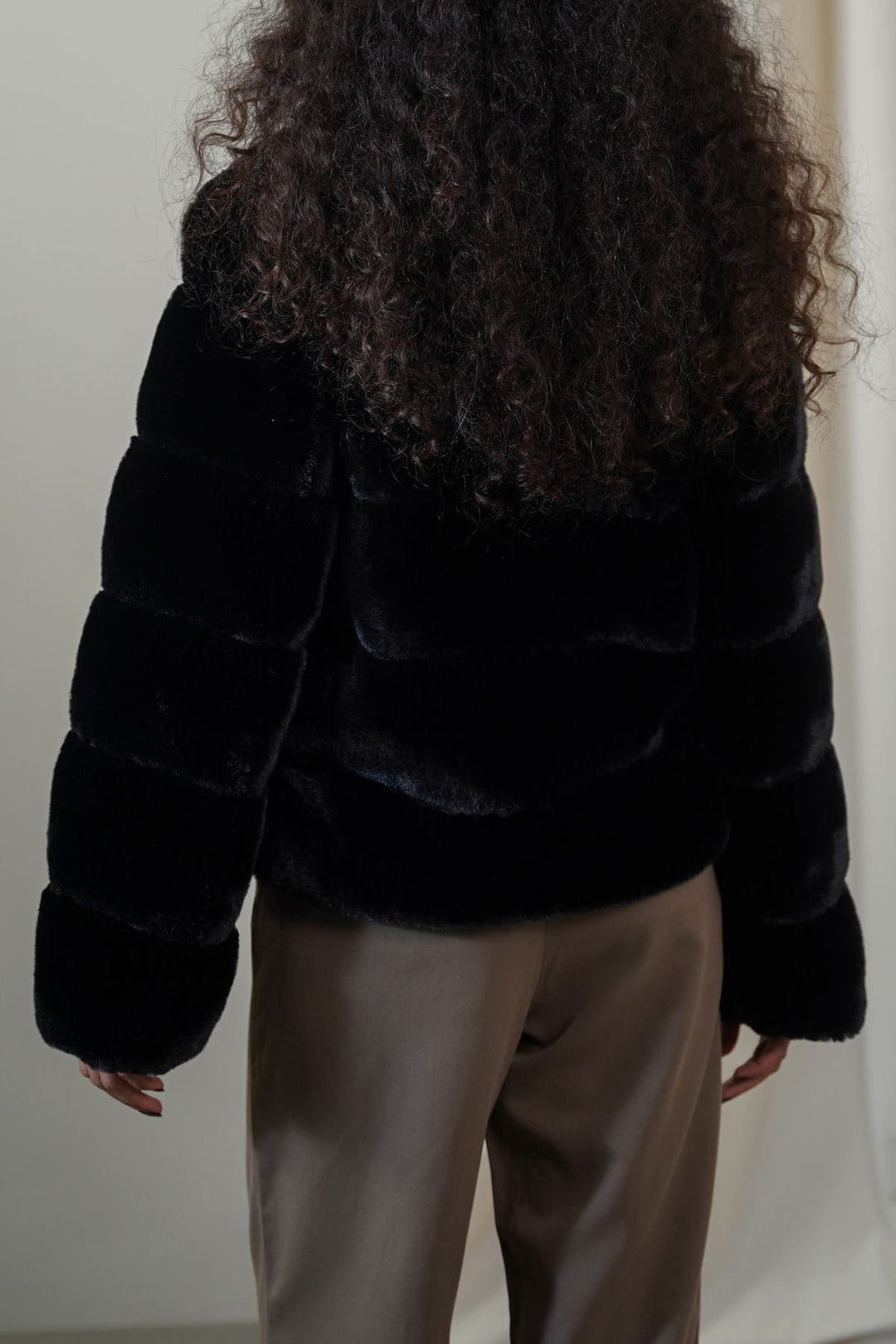 BLACK PLUSH FUR JACKET