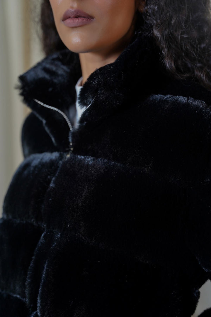 BLACK PLUSH FUR JACKET