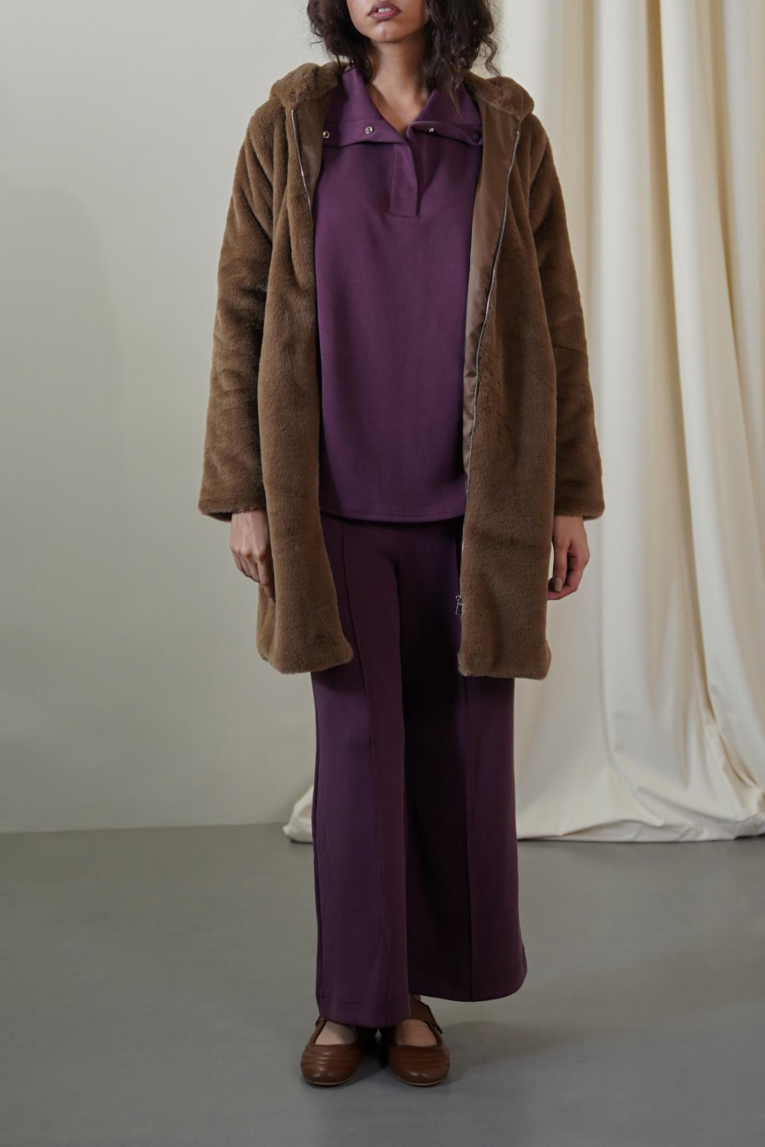 BROWN LONG FUR JACKET