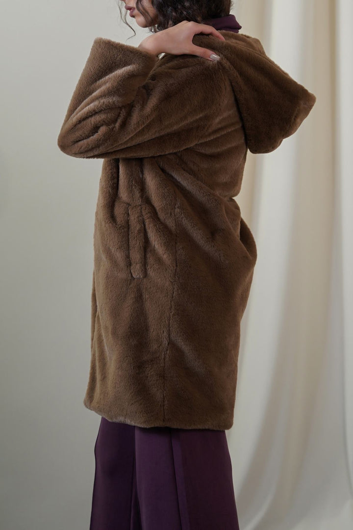 BROWN LONG FUR JACKET