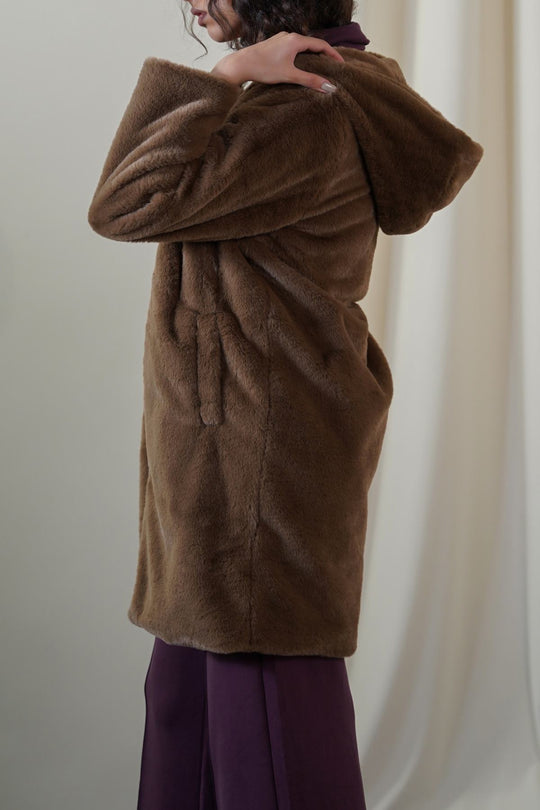 BROWN LONG FUR JACKET