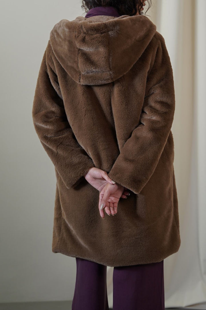 BROWN LONG FUR JACKET