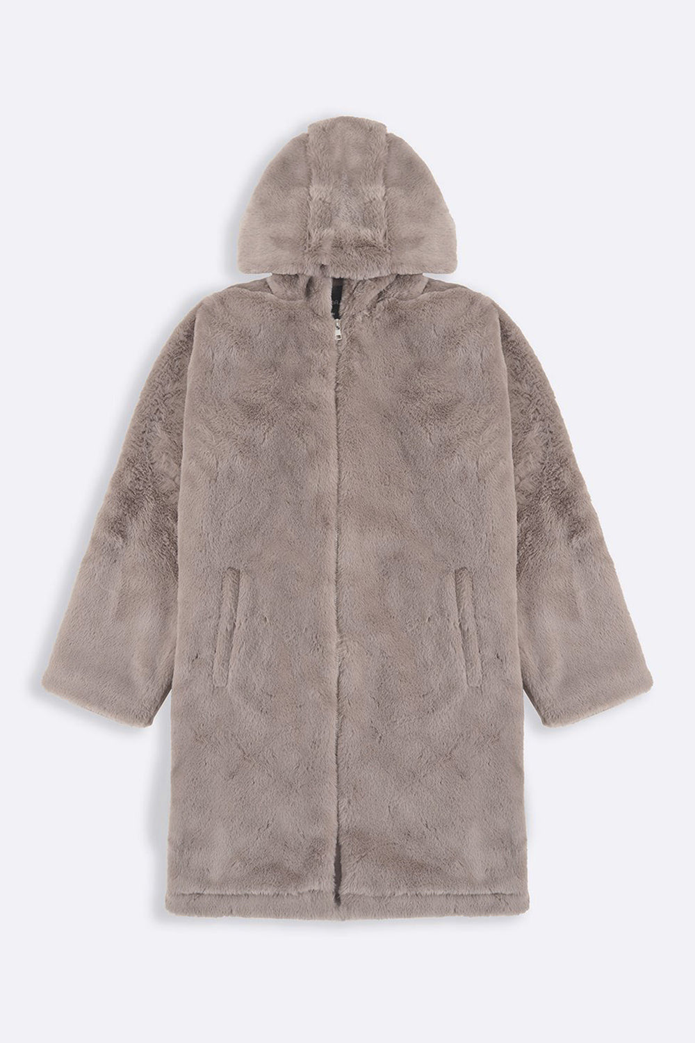 KHAKI LONG FUR JACKET