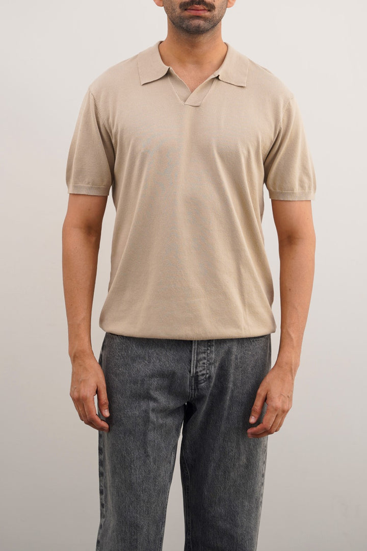BEIGE TEXTURED POLO