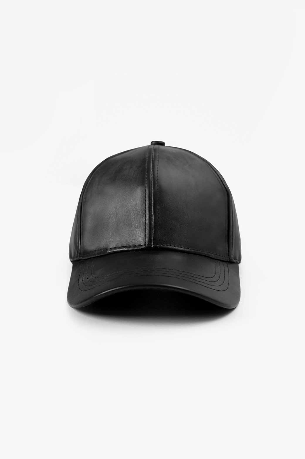 BLACK FAUX LEATHER CAP