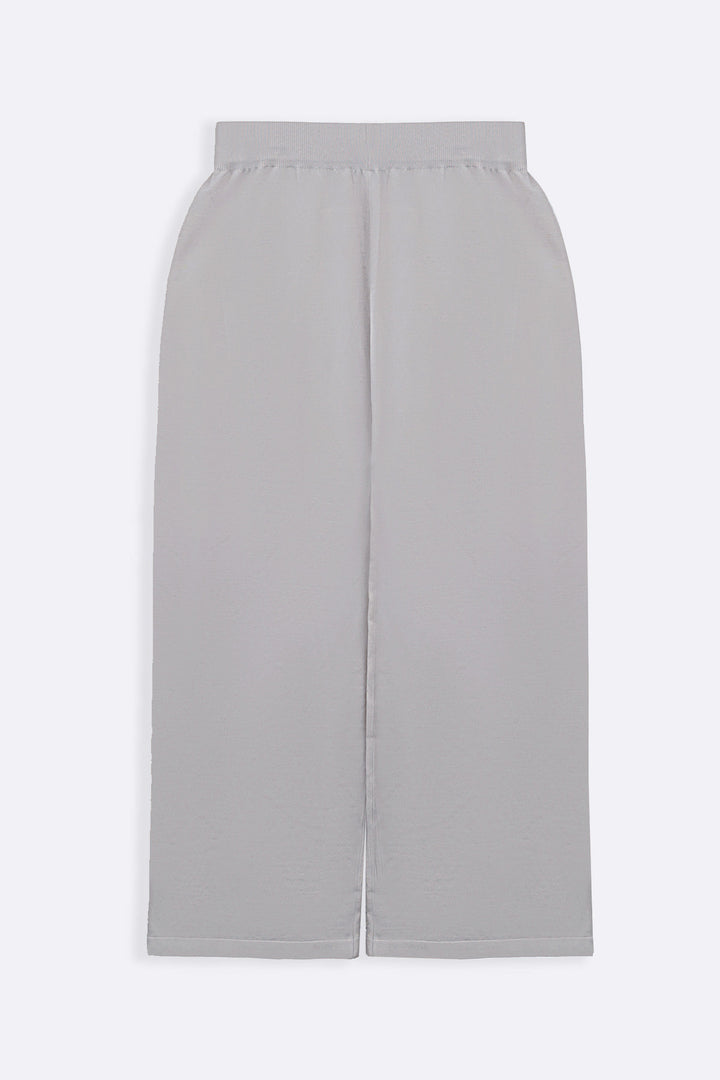 CREAM SOFT-KNIT STRAIGHT TROUSERS