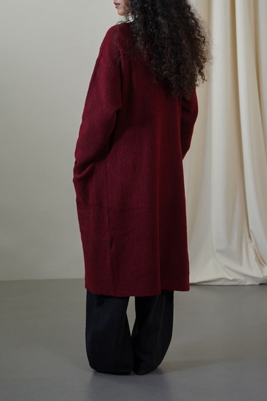 RED VIENNA WOOLY CARDIGAN