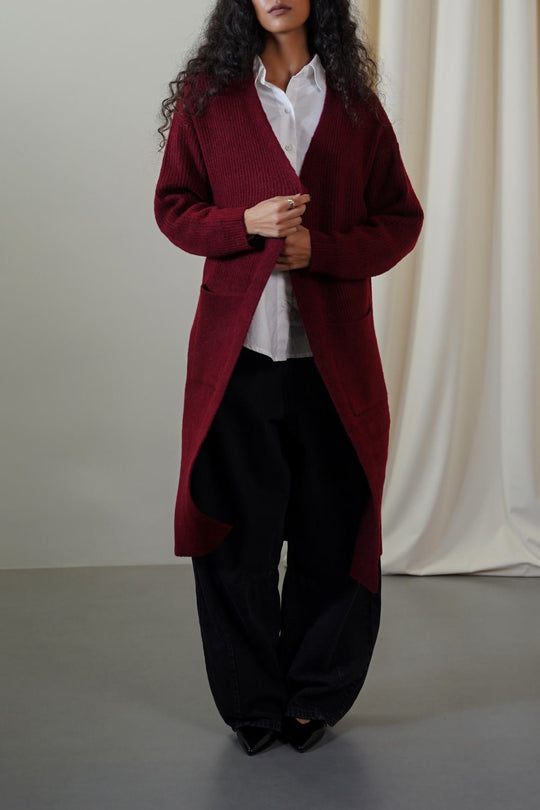 RED VIENNA WOOLY CARDIGAN