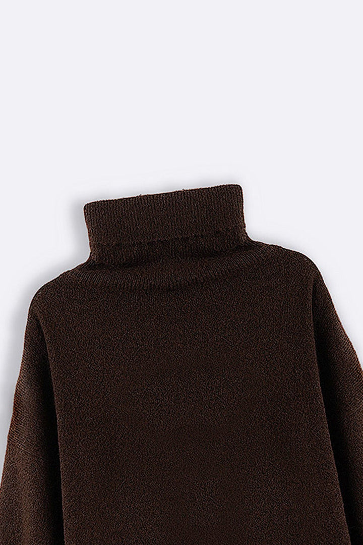 BROWN MANHATTAN HIGH NECK SWEATER