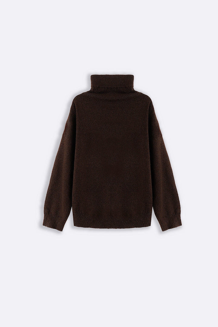 BROWN MANHATTAN HIGH NECK SWEATER