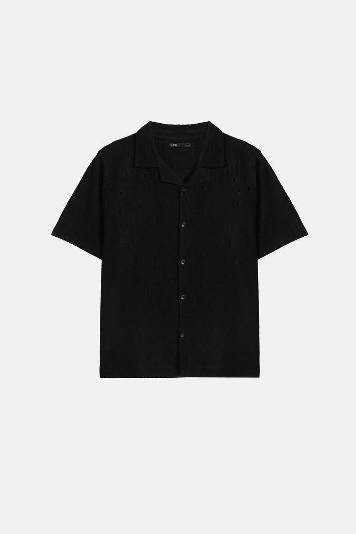 BLACK RESORT COLLAR SHIRT