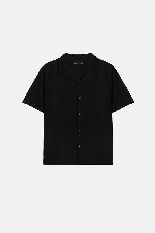 BLACK RESORT COLLAR SHIRT