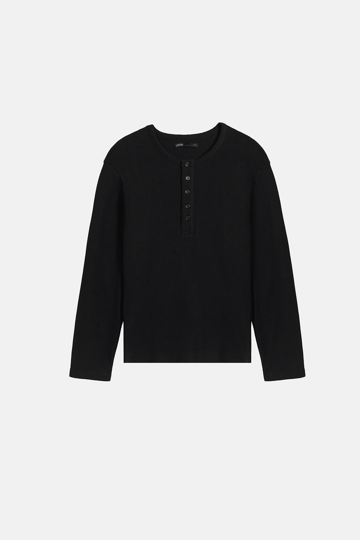 BLACK SLIM-FIT HENLEY