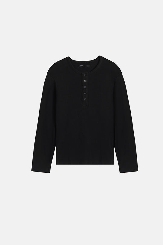 BLACK SLIM-FIT HENLEY