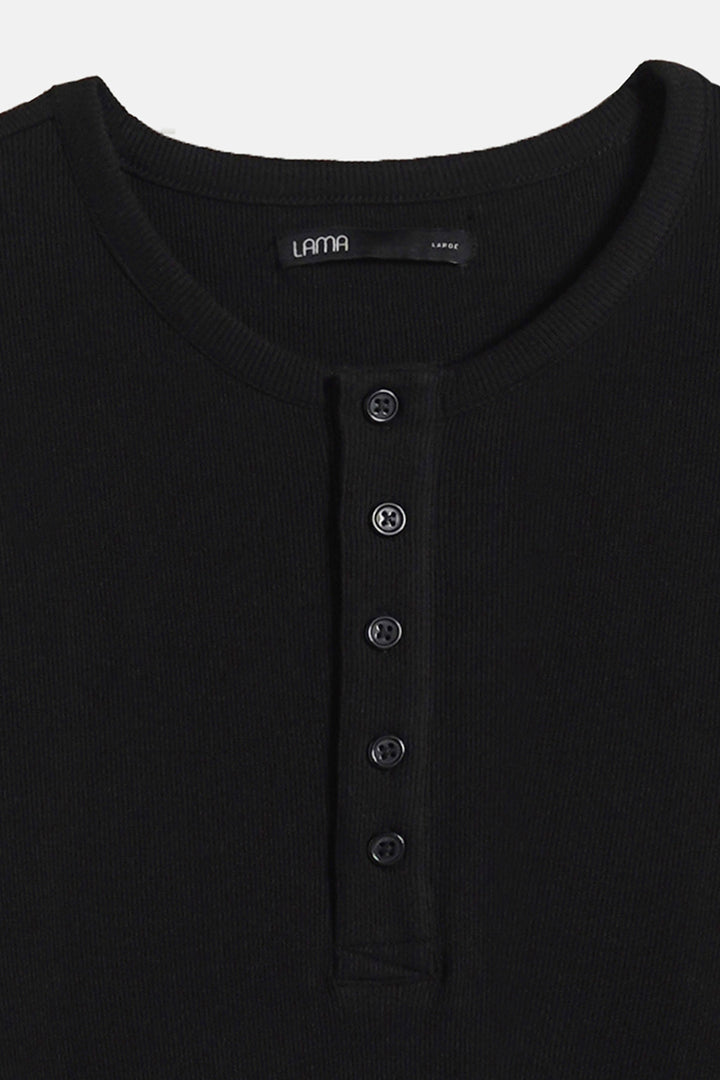 BLACK SLIM-FIT HENLEY