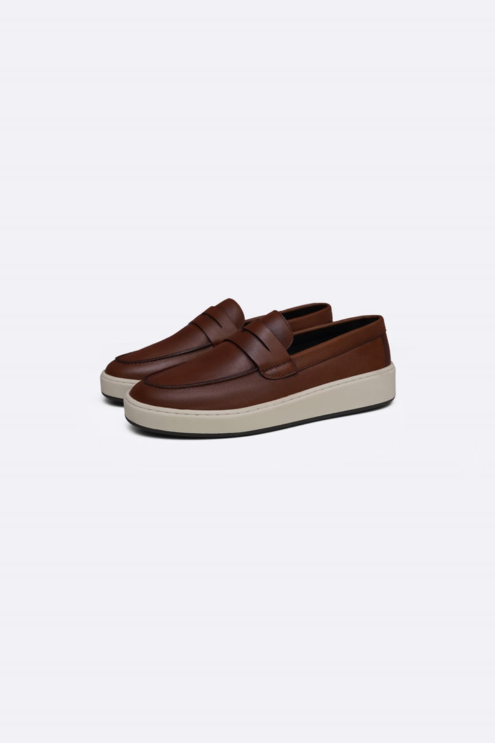 BROWN LEATHER SLIP-ON LOAFER