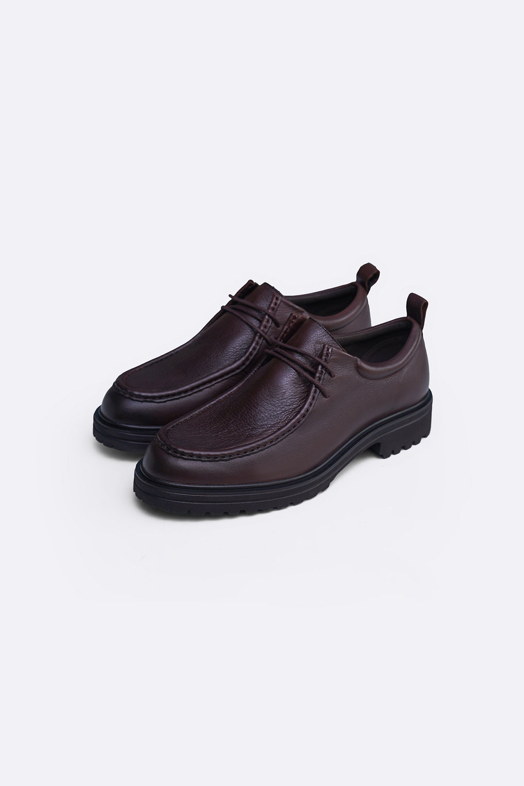 DARK BROWN LEATHER MOC TOE SHOES