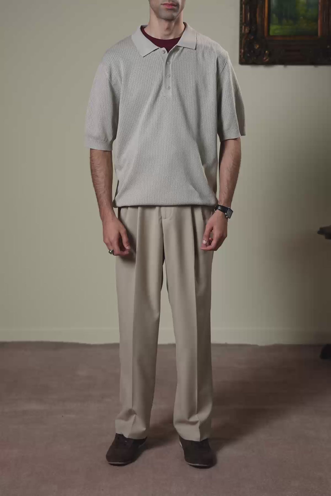 BEIGE TEXTURED POLO