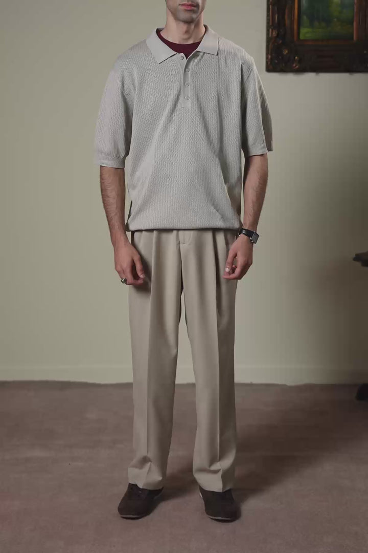 BEIGE TEXTURED POLO