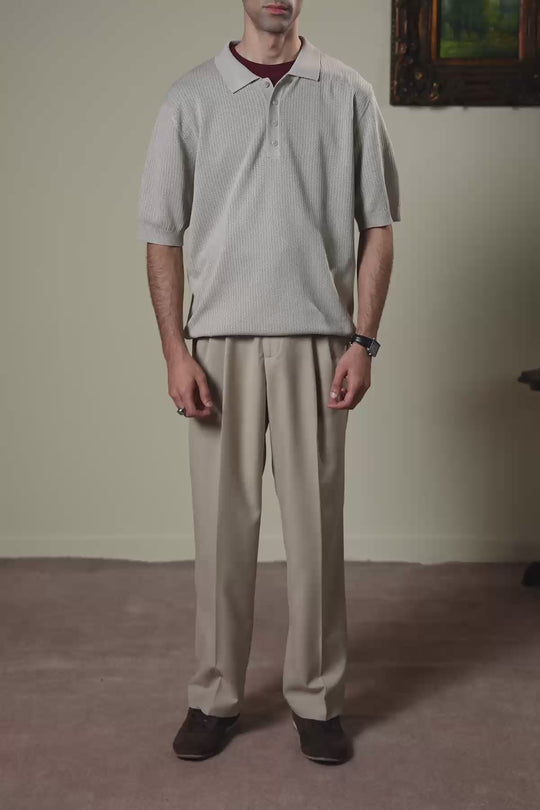 BEIGE TEXTURED POLO