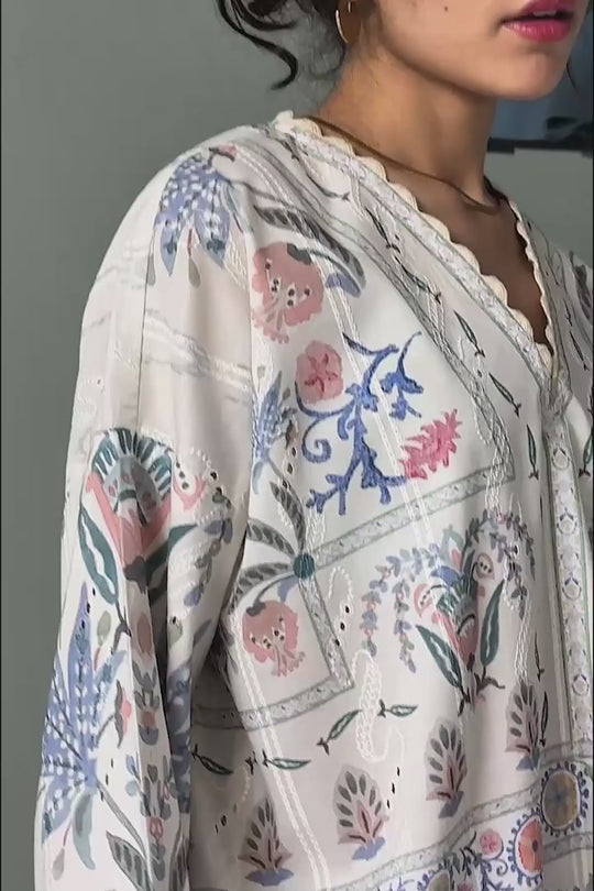 CREAM SUGARLOOP EMBROIDERED TUNIC