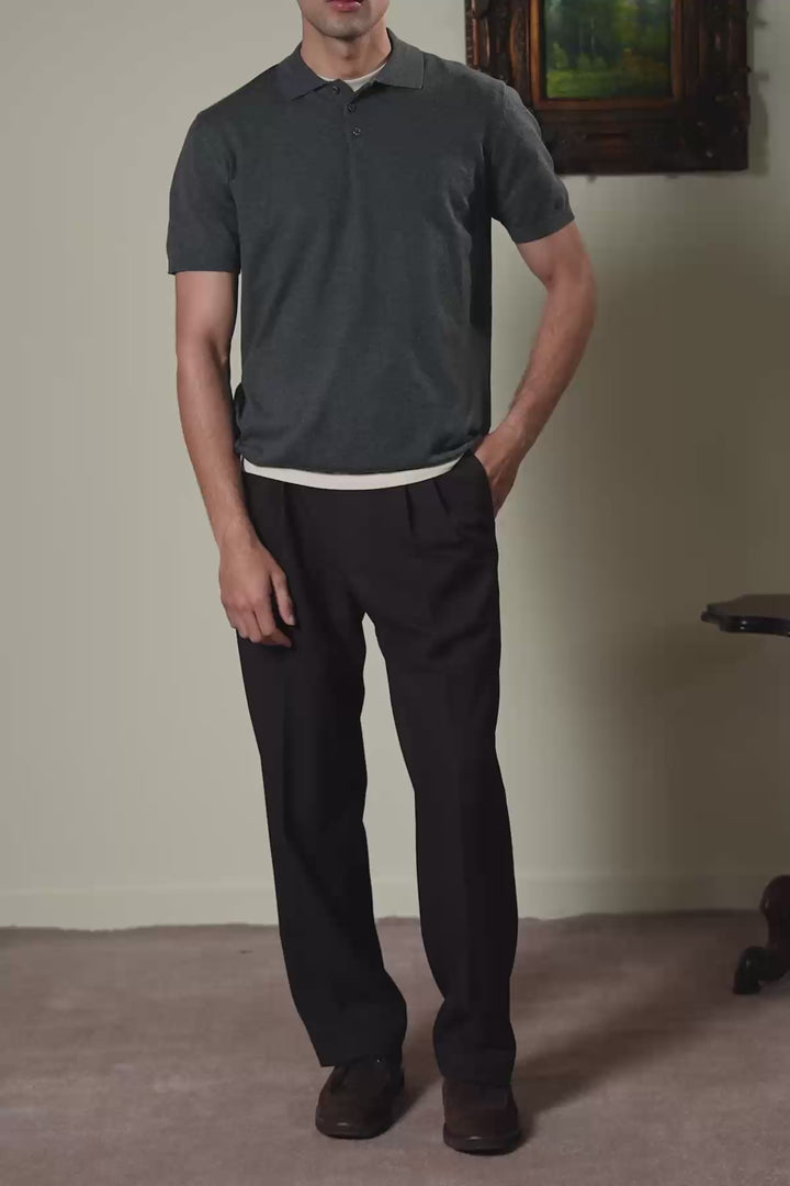 CHARCOAL MELANGE EFFECT POLO