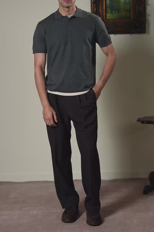 CHARCOAL MELANGE EFFECT POLO