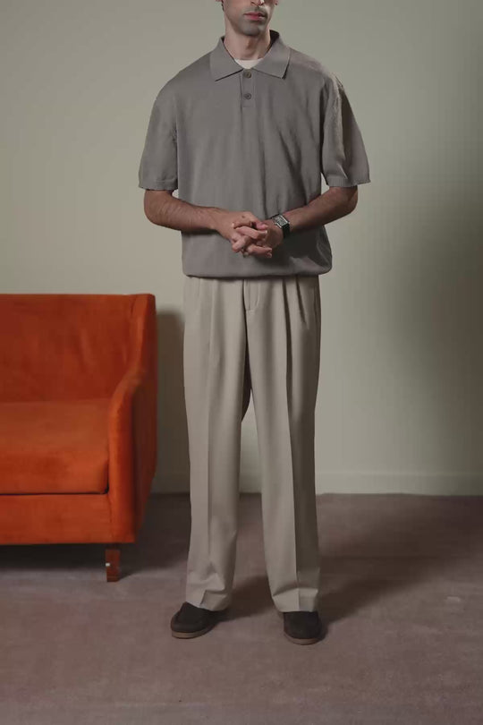 BROWN PURL KNIT POLO