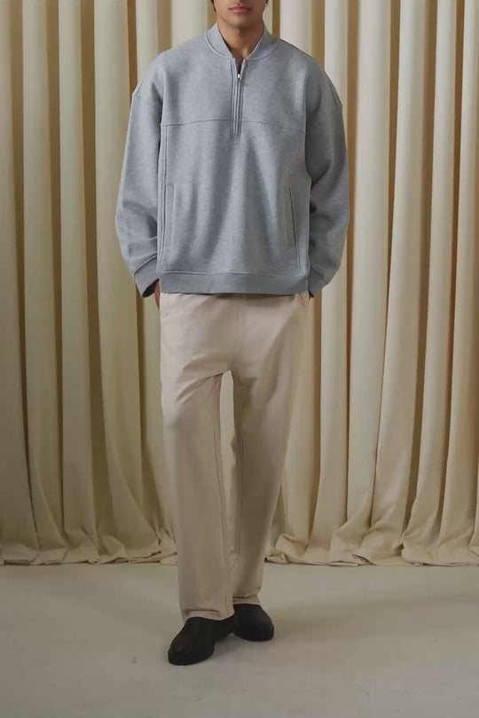 PANELLED QUARTER ZIP SWEATSHIRT