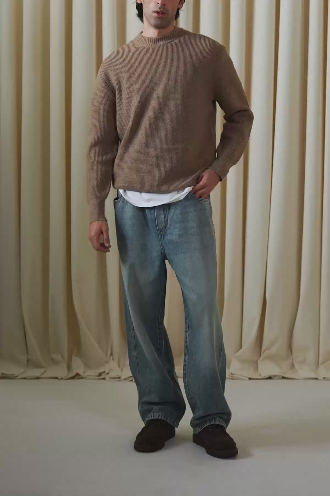WAFFLE KNIT SWEATER