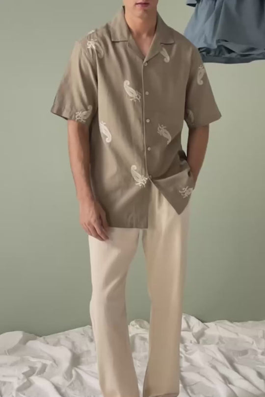 TEXTURED COTTON TROUSERS