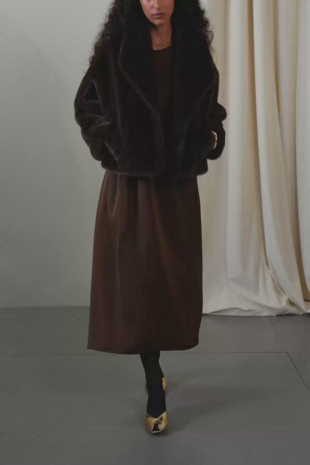 SHORT WRAP FUR JACKET